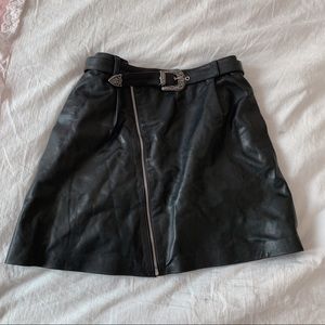 Maje Jay leather skirt with zip and belt